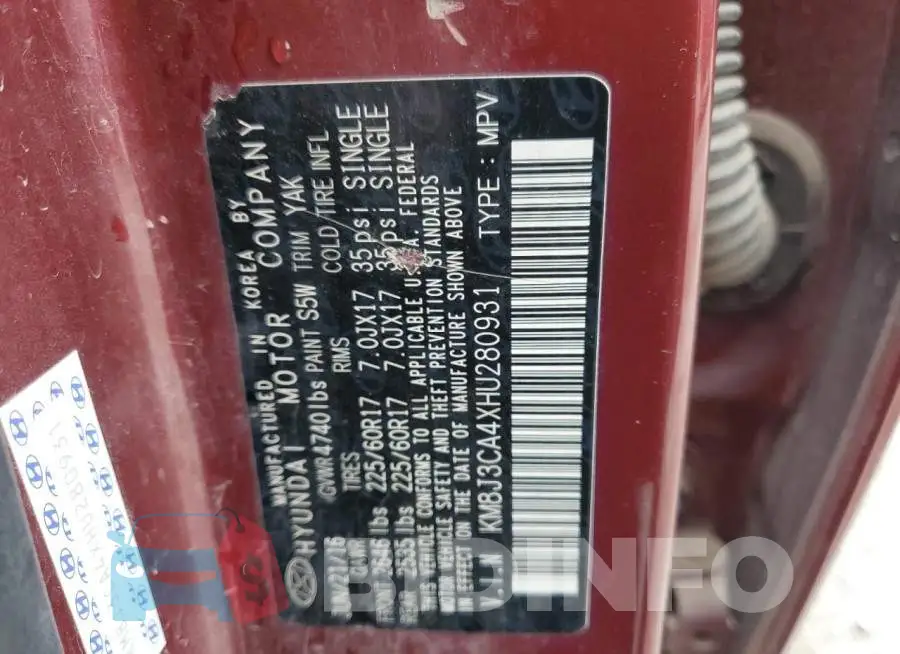 KM8J3CA4XHU280931 Photo# 13