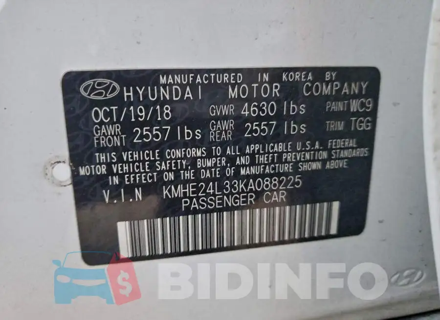 KMHE24L33KA088225 Photo# 12