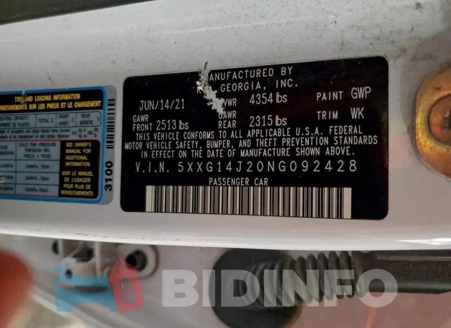 5XXG14J20NG092428 Photo# 12