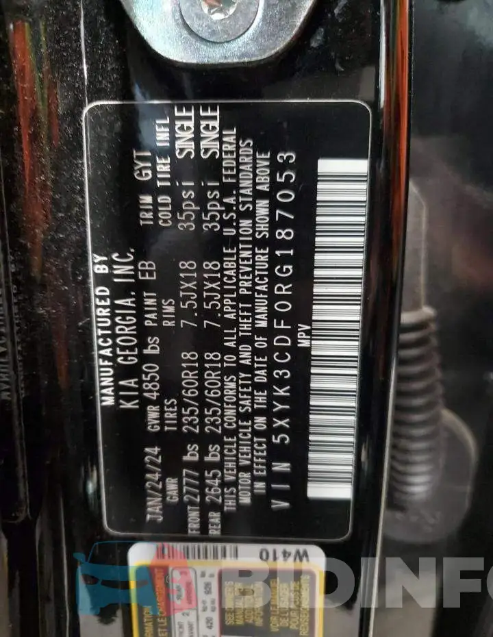 5XYK3CDF0RG187053 Photo# 13