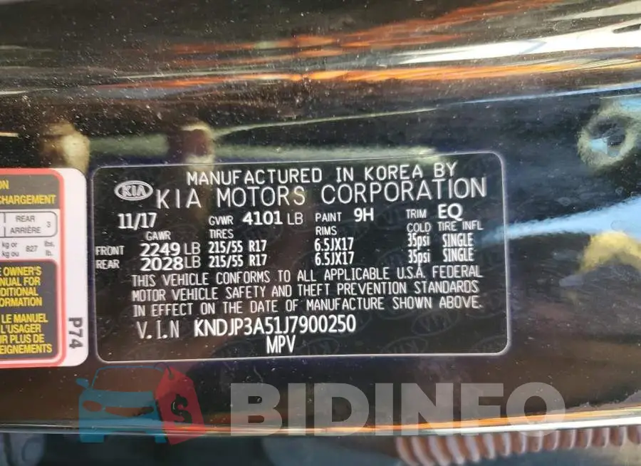 KNDJP3A51J7900250 Photo# 12