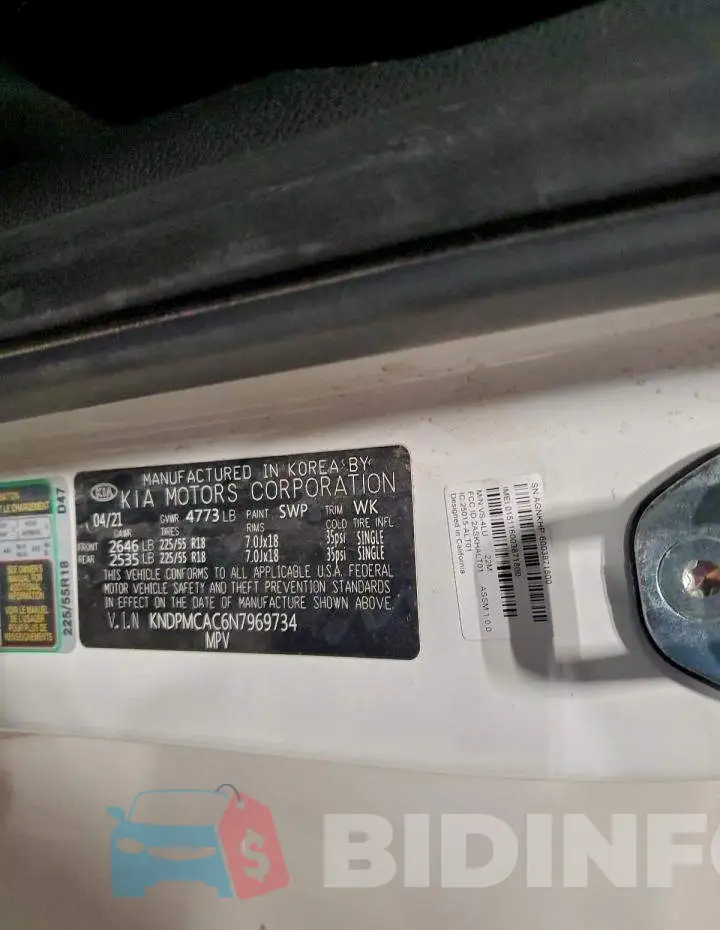 KNDPMCAC6N7969734 Photo# 13