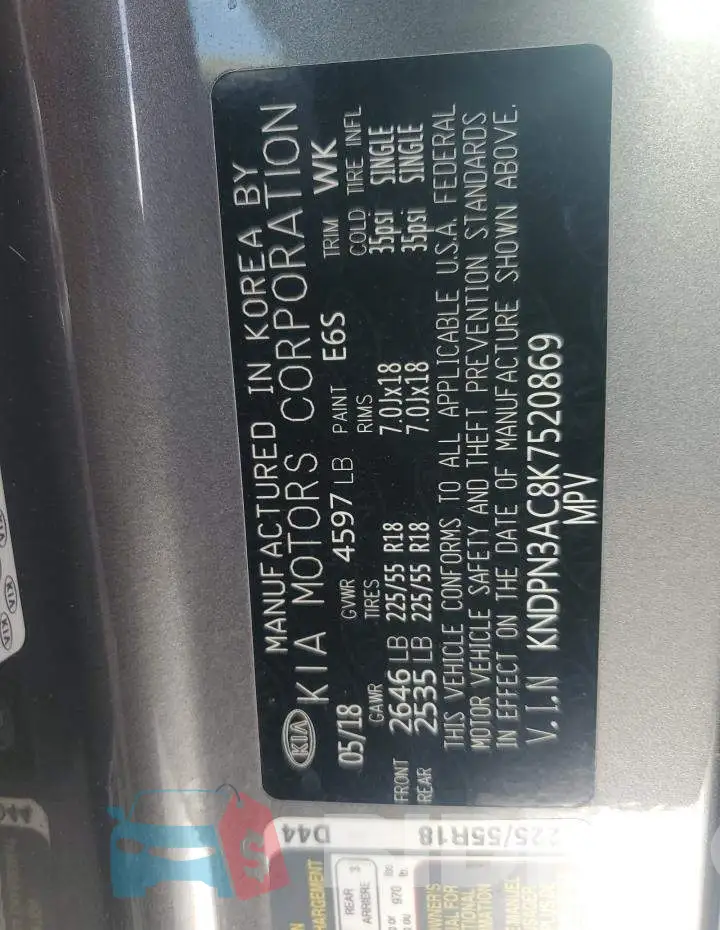 KNDPN3AC8K7520869 Photo# 14
