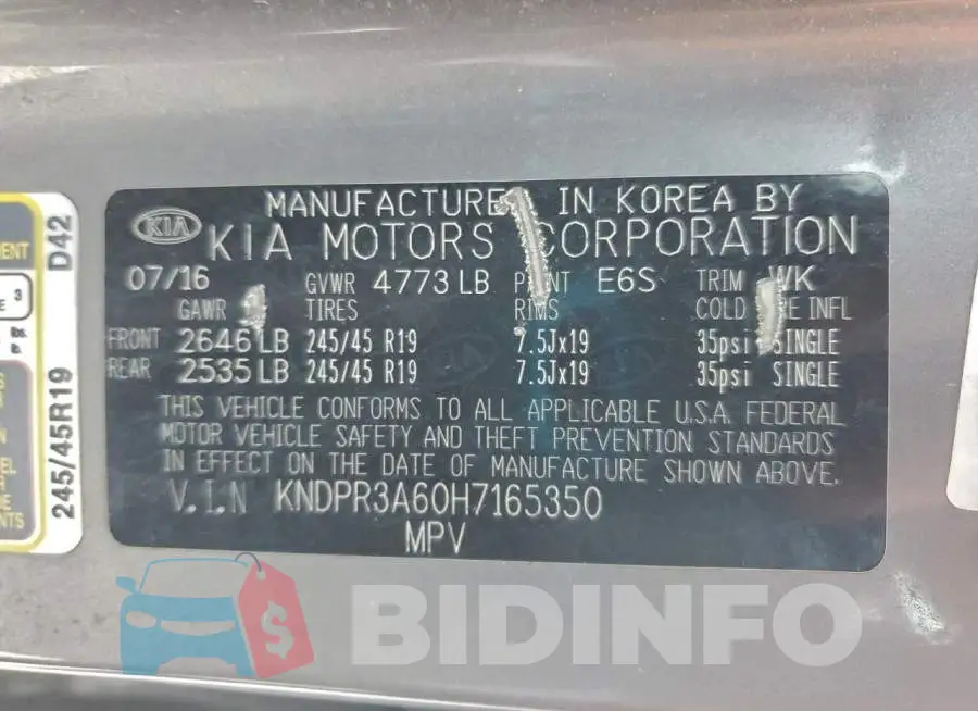 KNDPR3A60H7165350 Photo# 13