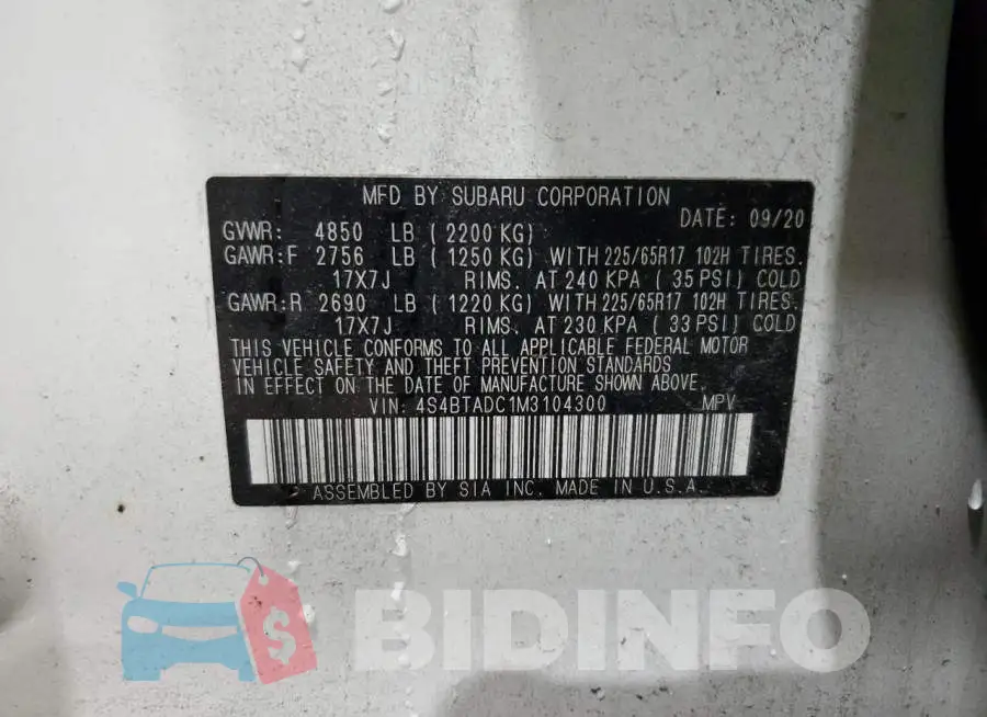 4S4BTADC1M3104300 Photo# 13