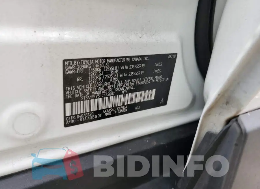 2T3A1RFV5LC133007 Photo# 13