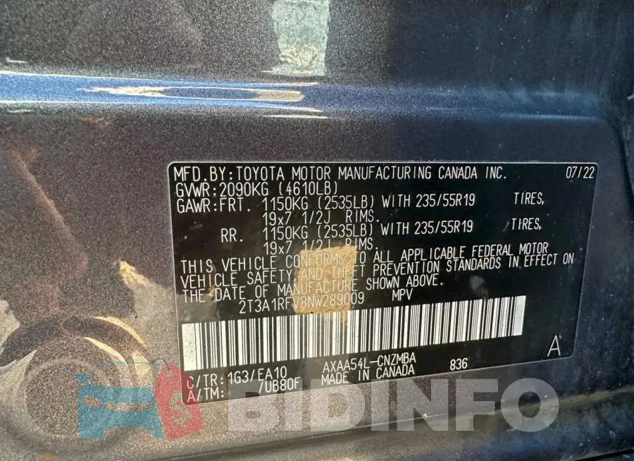 2T3A1RFV8NW289009 Photo# 10