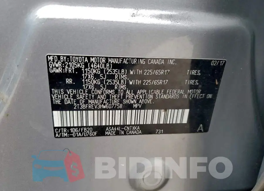 2T3BFREV3HW607758 Photo# 13