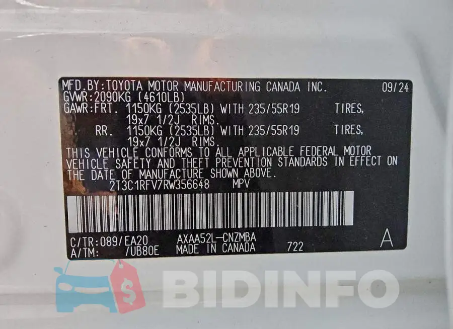2T3C1RFV7RW356648 Photo# 13