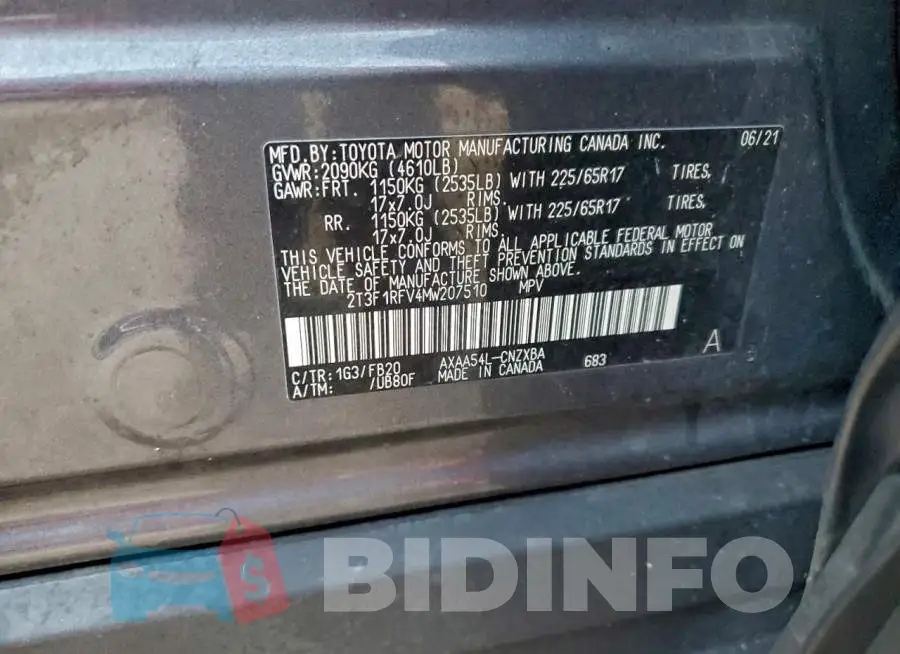 2T3F1RFV4MW207510 Photo# 13