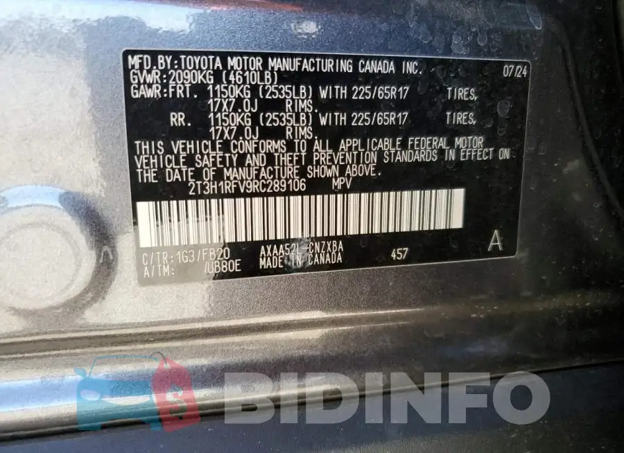 2T3H1RFV9RC289106 Photo# 14