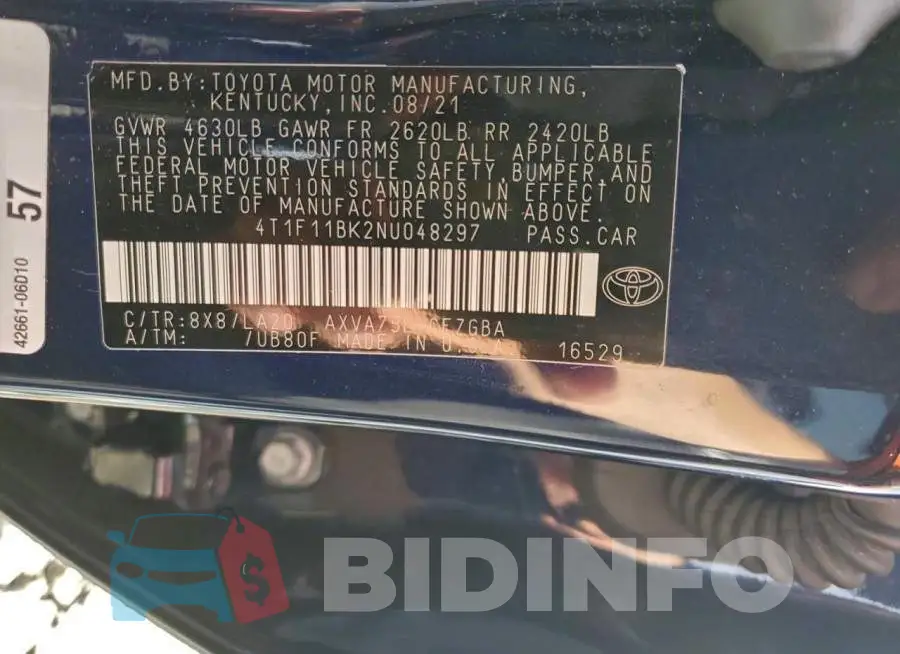 4T1F11BK2NU048297 Photo# 12