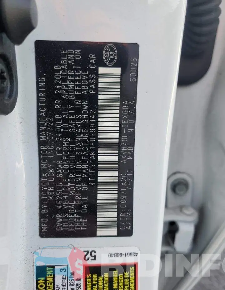 4T1F31AK1PU599142 Photo# 13