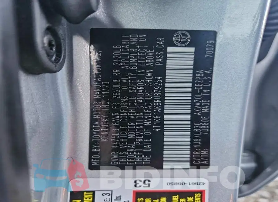 4T1K61AK9RU879254 Photo# 12