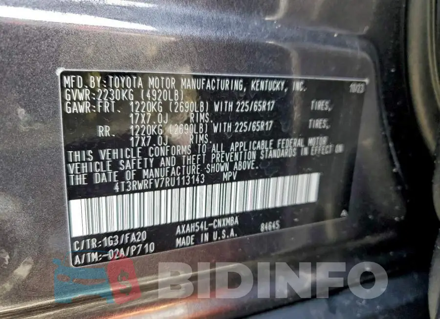4T3RWRFV7RU113143 Photo# 13