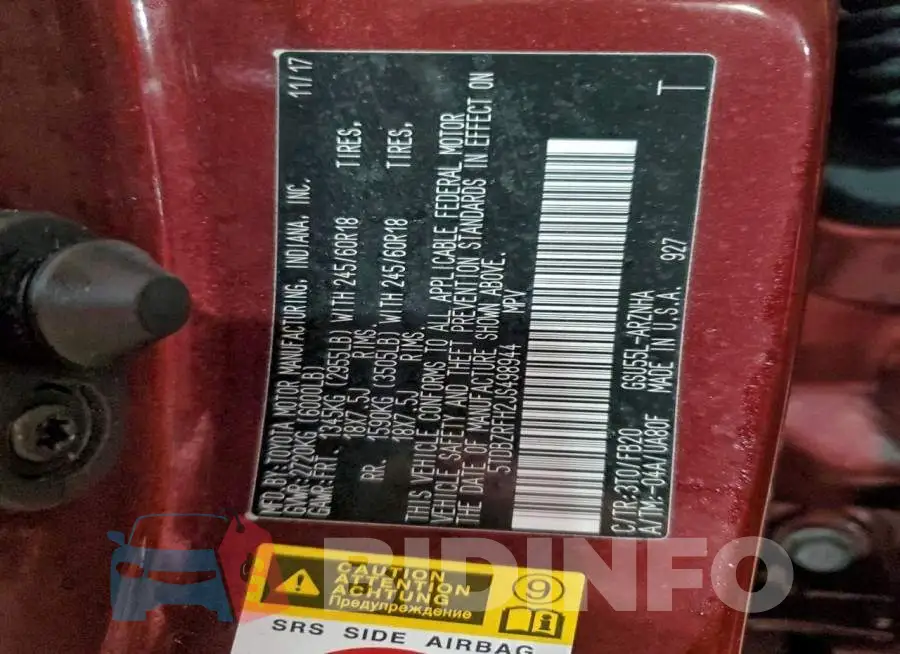 5TDBZRFH2JS498944 Photo# 13