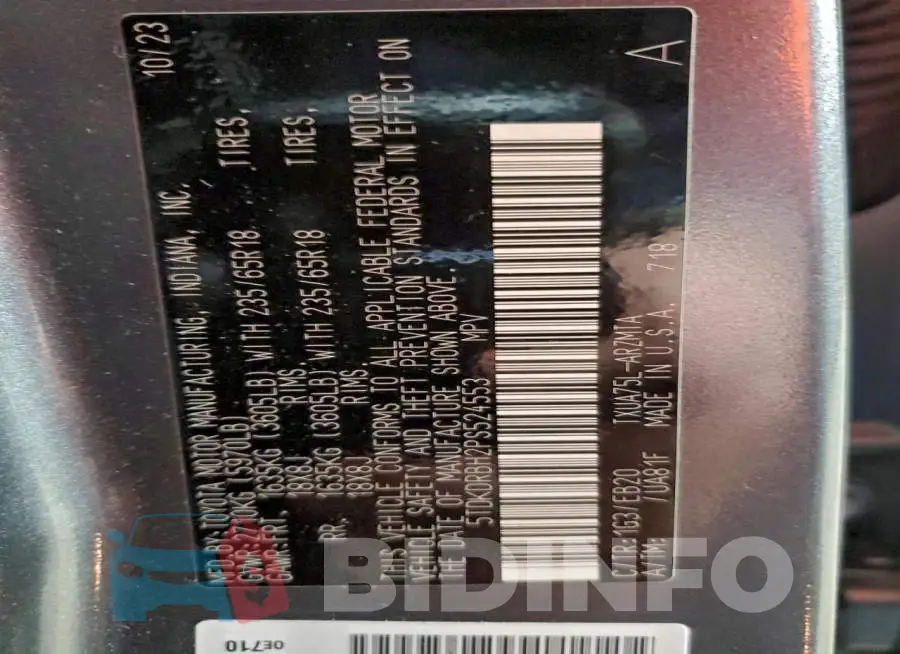 5TDKDRBH2PS524553 Photo# 13