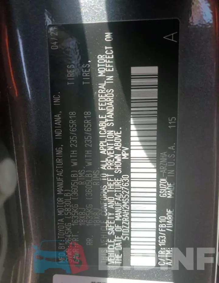 5TDZZRAH2MS527630 Photo# 13