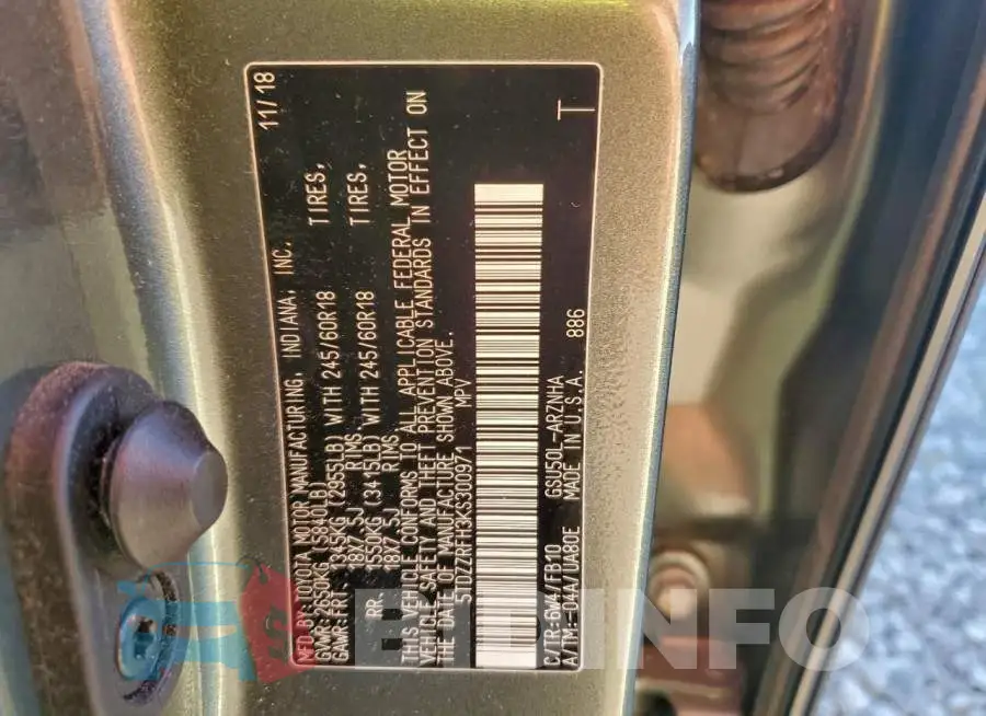 5TDZZRFH3KS300971 Photo# 13