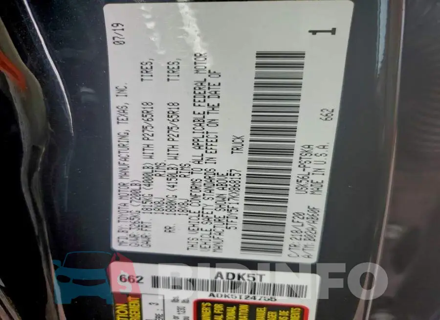 5TFDY5F17KX868157 Photo# 12