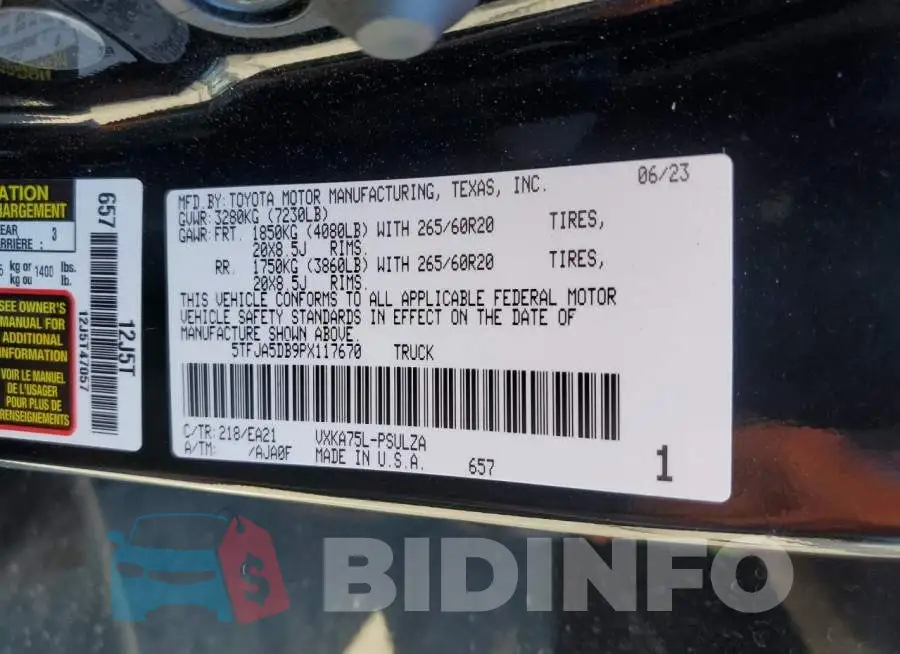 5TFJA5DB9PX117670 Photo# 12