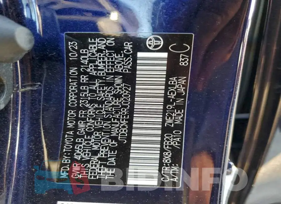 JTDBCMFE9RJ020927 Photo# 13