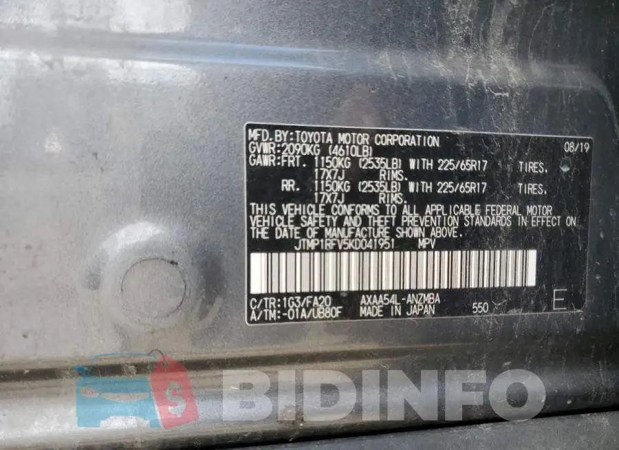 JTMP1RFV5KD041951 Photo# 13