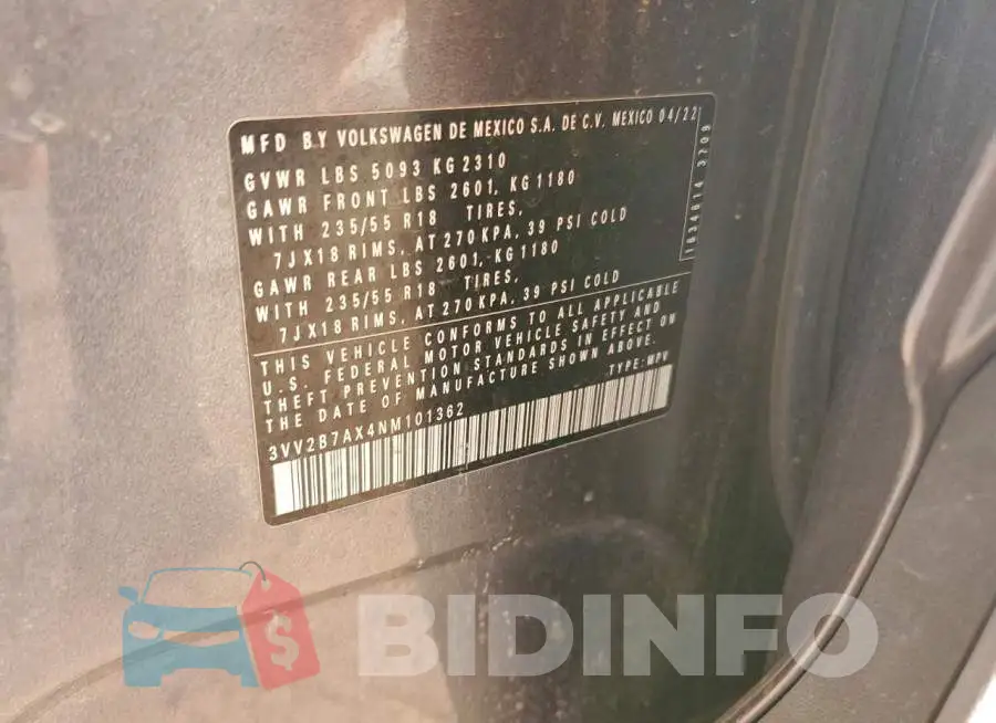 3VV2B7AX4NM101362 Photo# 13