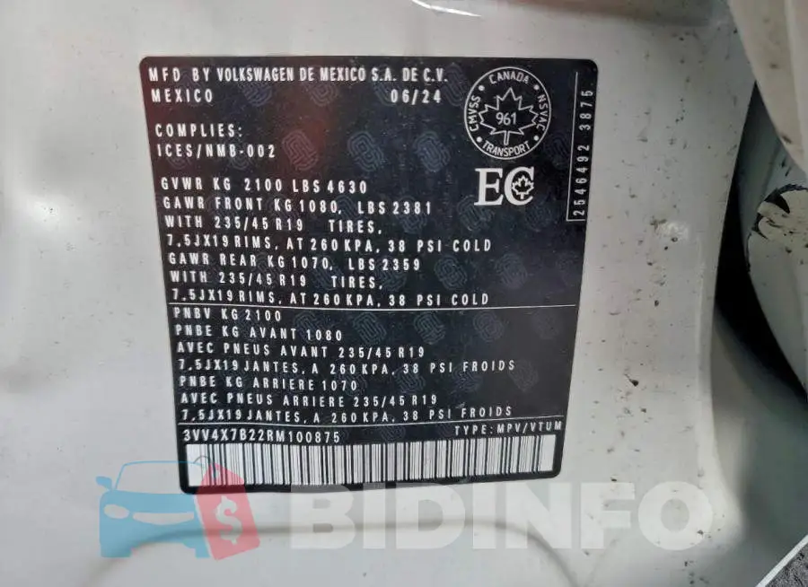 3VV4X7B22RM100875 Photo# 13