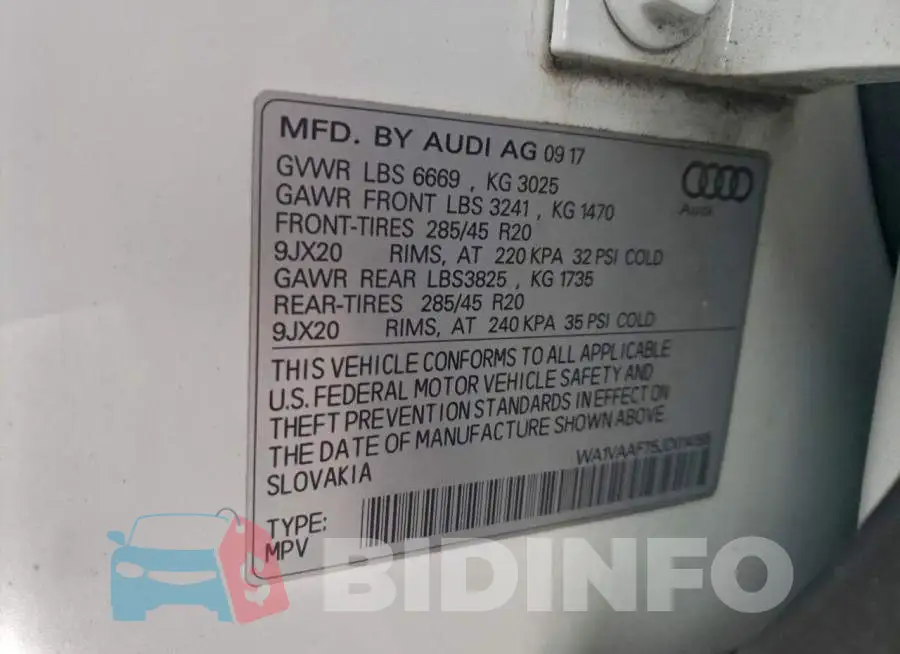 WA1VAAF75JD014185 Photo# 13