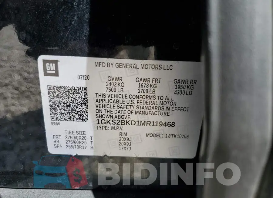 1GKS2BKD1MR119468 Photo# 13