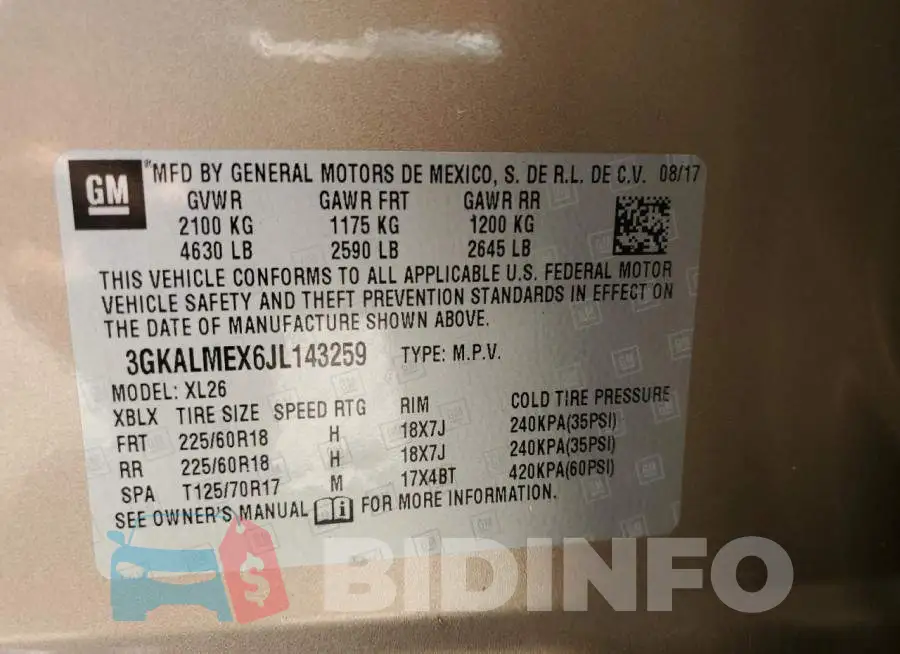3GKALMEX6JL143259 Photo# 13