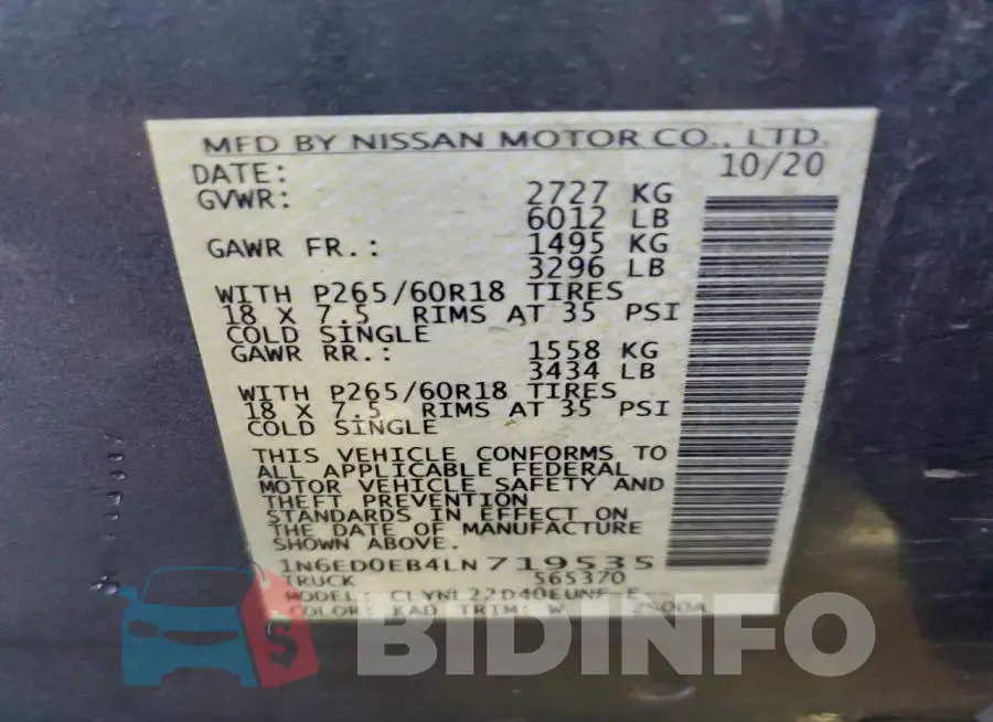 1N6ED0EB4LN719535 Photo# 12