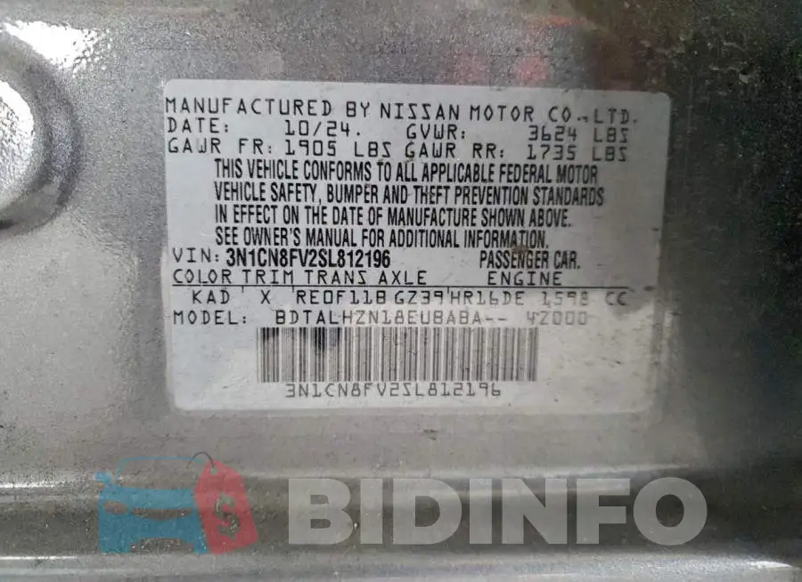 3N1CN8FV2SL812196 Photo# 13