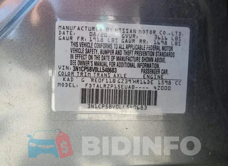 3N1CP5BV0LL540683 Photo# 13