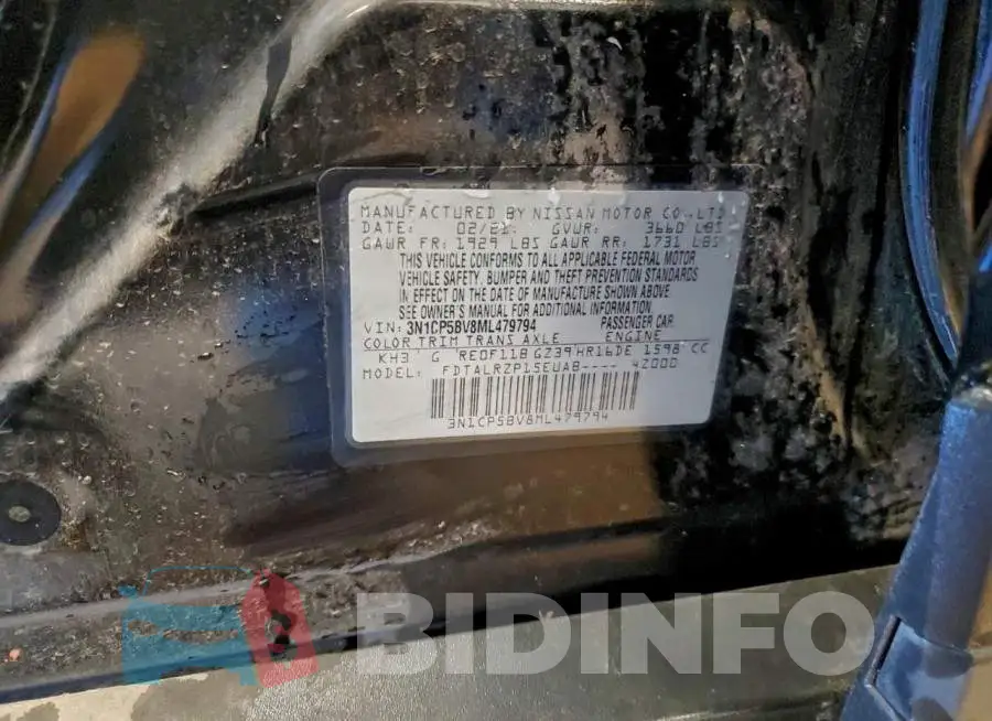 3N1CP5BV8ML479794 Photo# 12