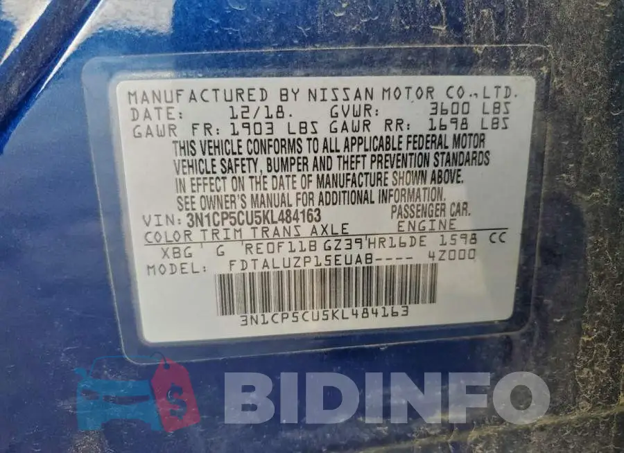 3N1CP5CU5KL484163 Photo# 13