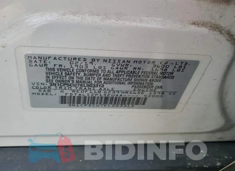 3N1CP5CU7KL503313 Photo# 13