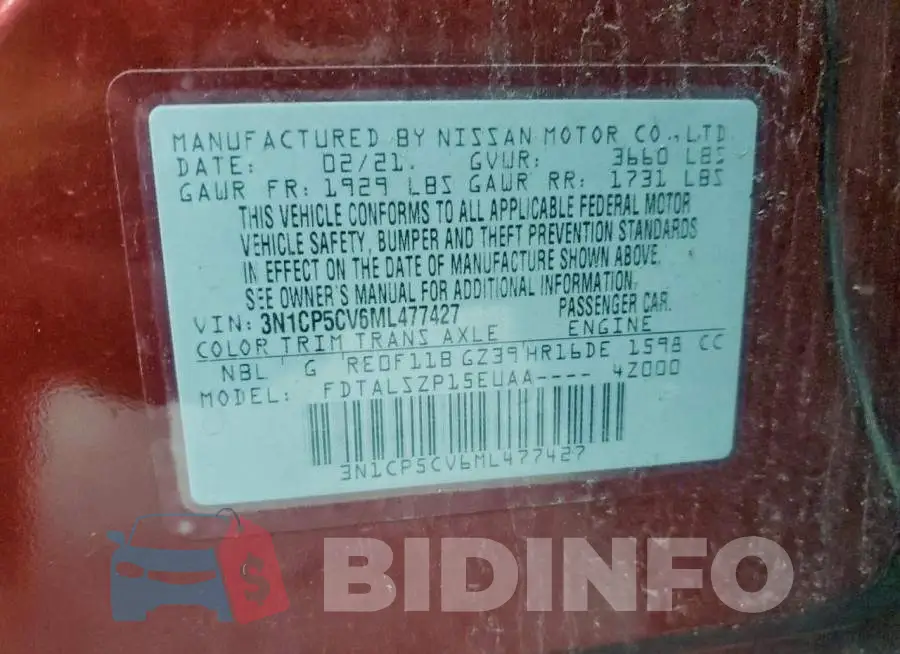 3N1CP5CV6ML477427 Photo# 12