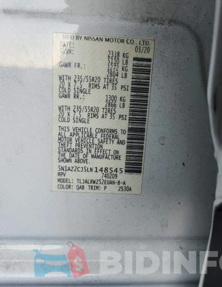 5N1AZ2CJ5LN148545 Photo# 13