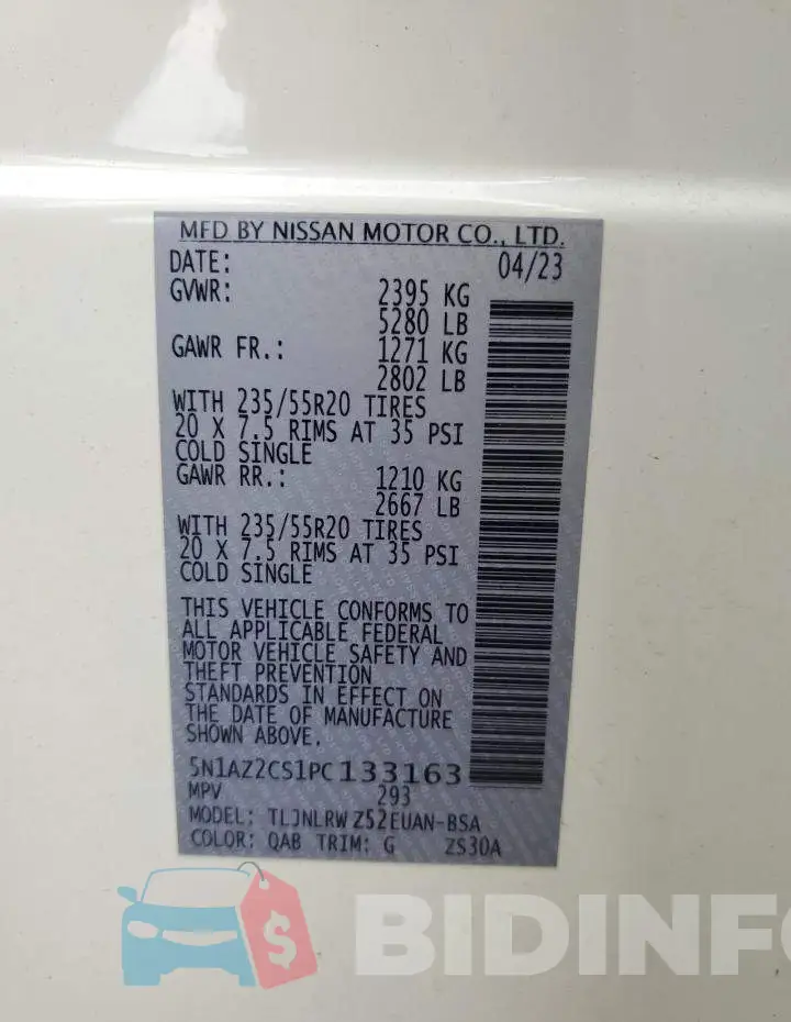 5N1AZ2CS1PC133163 Photo# 12