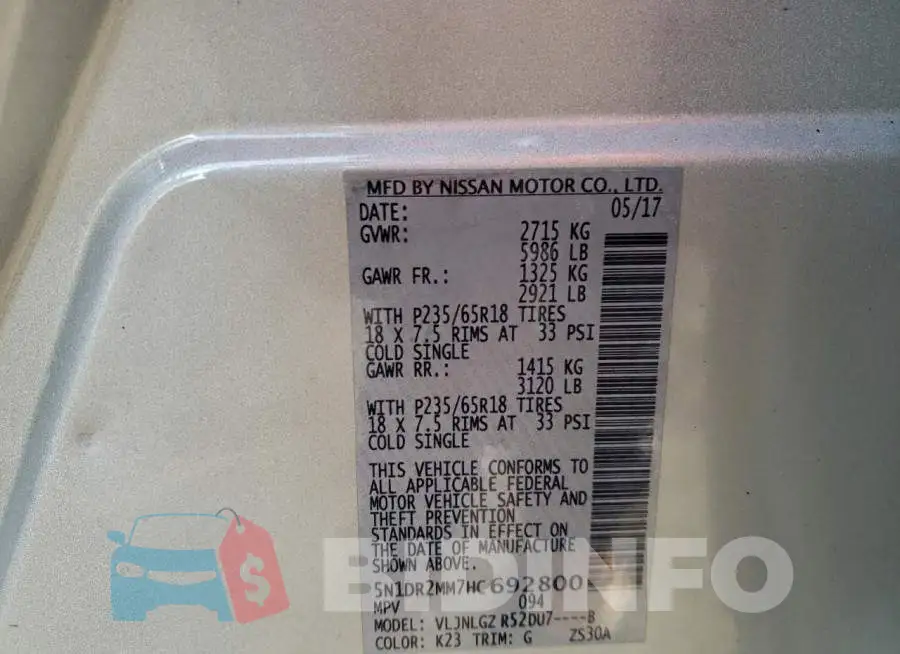 5N1DR2MM7HC692800 Photo# 13