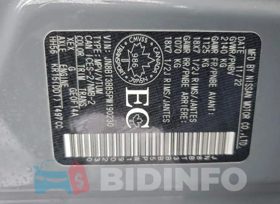 JN8BT3BB5PW190230 Photo# 13