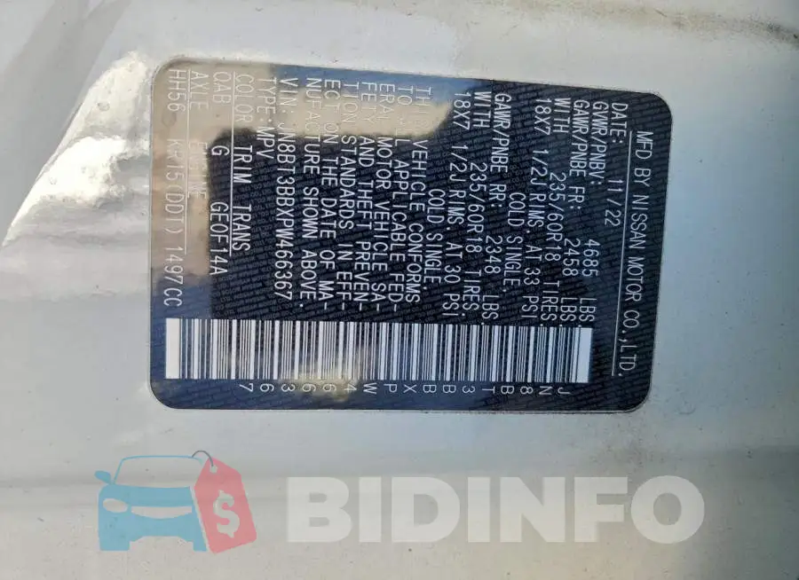 JN8BT3BBXPW466367 Photo# 14
