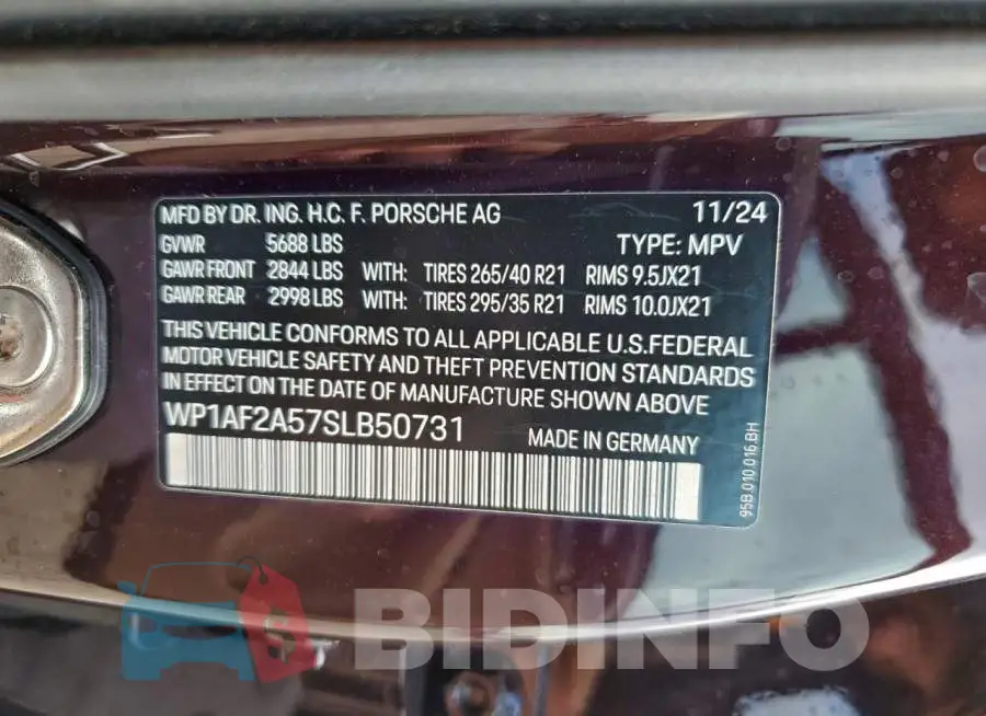 WP1AF2A57SLB50731 Photo# 13