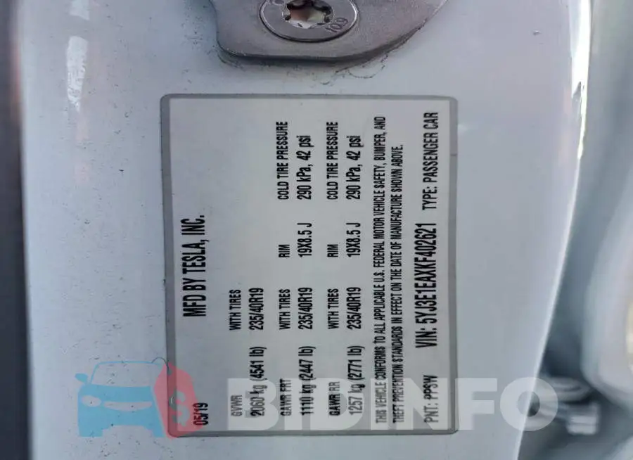 5YJ3E1EAXKF402621 Photo# 12