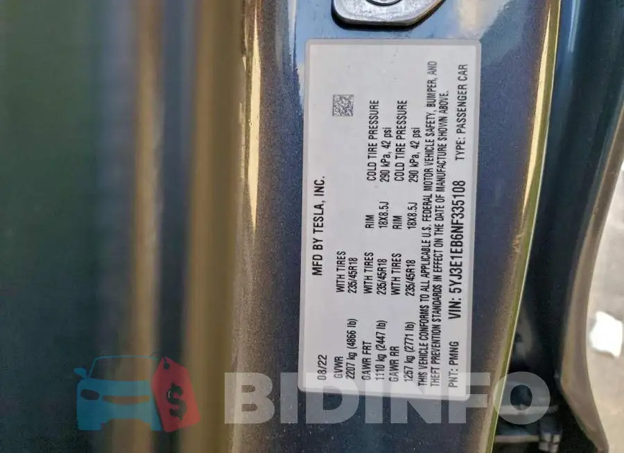 5YJ3E1EB6NF335108 Photo# 12