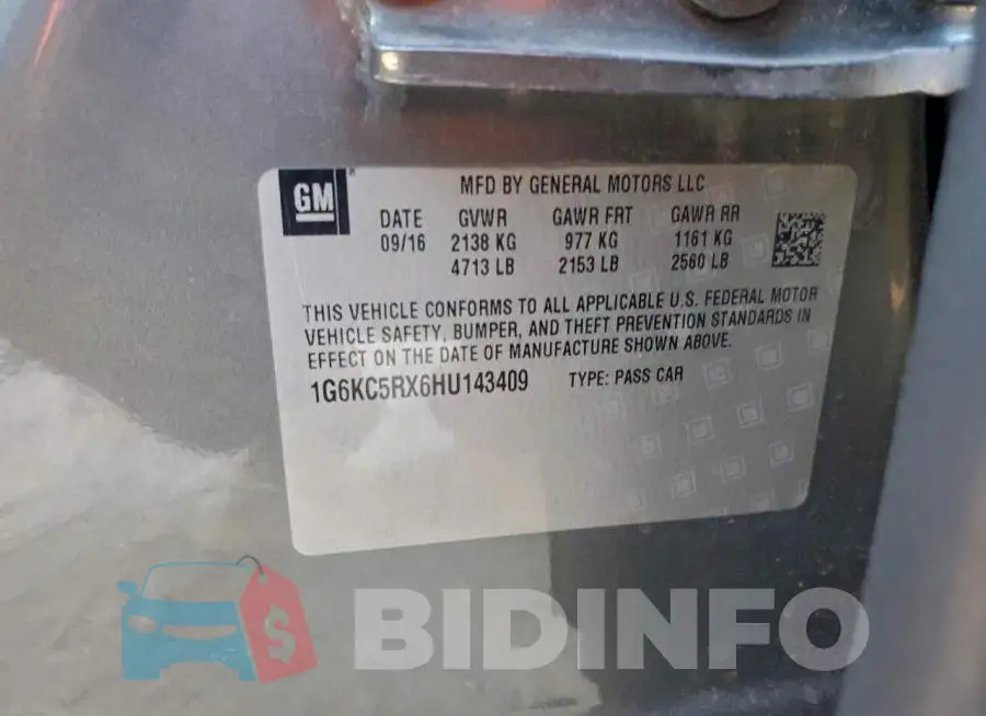 1G6KC5RX6HU143409 Photo# 12