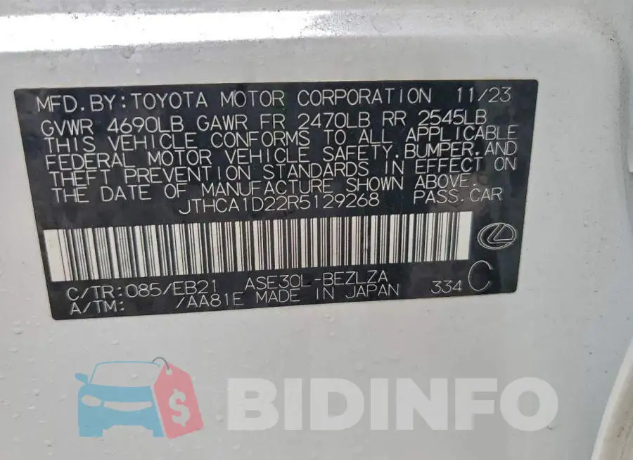 JTHCA1D22R5129268 Photo# 12