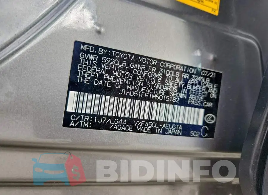 JTHD51FF1M5015182 Photo# 12